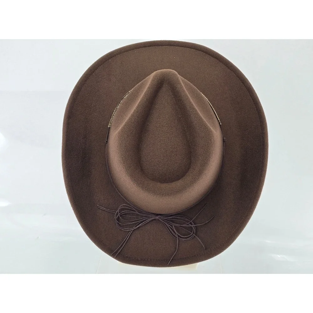 Lucky Brand Fedora Hat Womens One Size Brown Beaded Band LB4215 - New
